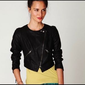 Free People Cropped Moto Vegan Leather Jacket